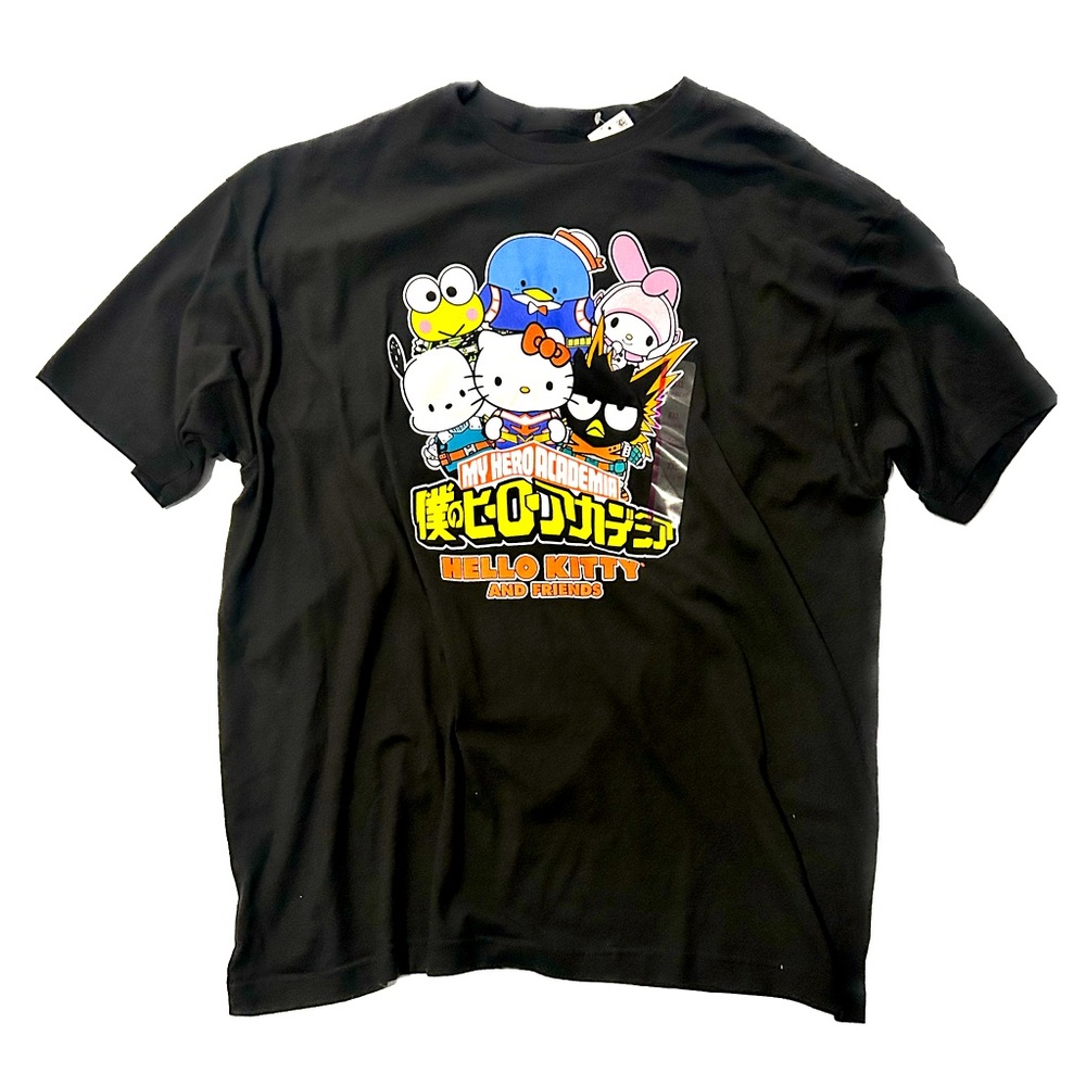 My Hero Academia Hello Kitty Mashup Black Short Sleeve Graphic T-Shirt - XXL